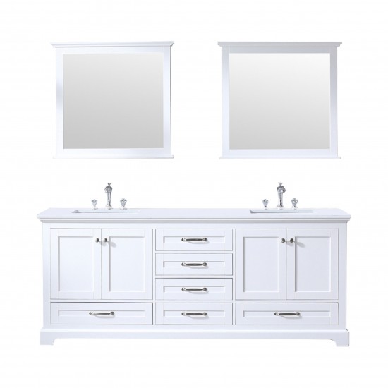 84" Espresso Double Vanity, Quartz Top, White Square Sinks and 34" Mirrors