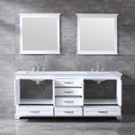 84" Espresso Double Vanity, Quartz Top, White Square Sinks and 34" Mirrors