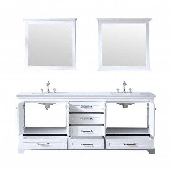 84" Espresso Double Vanity, Quartz Top, White Square Sinks and 34" Mirrors