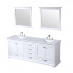 84" Espresso Double Vanity, Quartz Top, White Square Sinks and 34" Mirrors