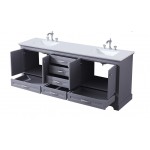 84" Espresso Double Vanity, Quartz Top, Square Sinks, 34" Mirrors w/ Faucets