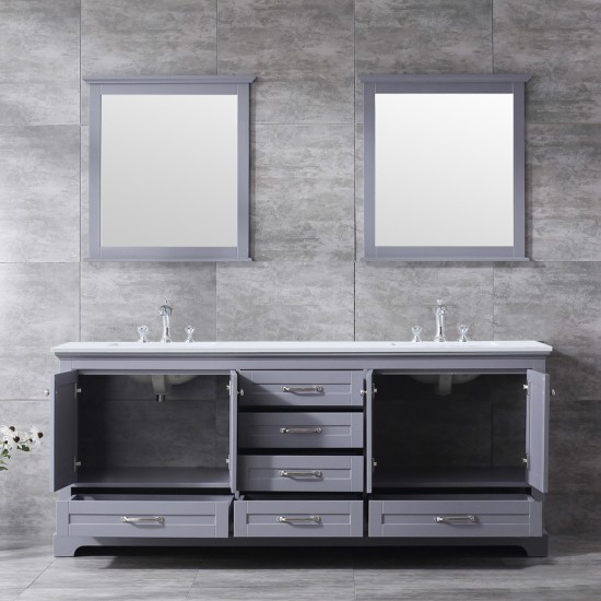 Jacques 30" White Single Vanity, Quartz Top, White Square Sink and 28" Mirror