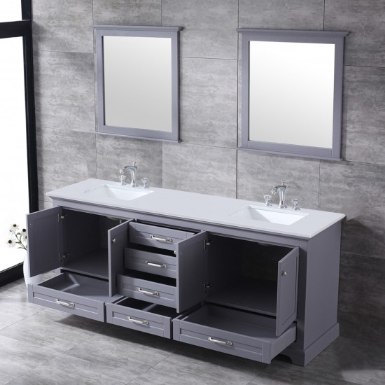 Jacques 30" White Single Vanity, Quartz Top, White Square Sink and 28" Mirror