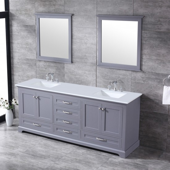 Jacques 30" White Single Vanity, Quartz Top, White Square Sink and 28" Mirror