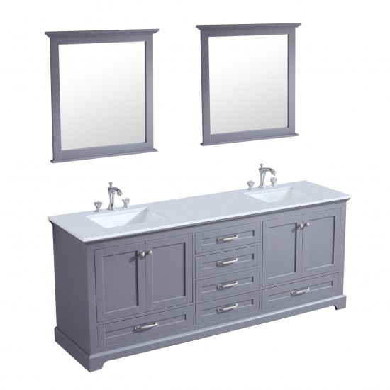 Jacques 30" White Single Vanity, Quartz Top, White Square Sink and 28" Mirror