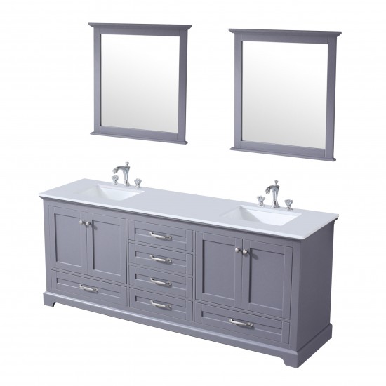 Jacques 30" White Single Vanity, Quartz Top, White Square Sink and 28" Mirror