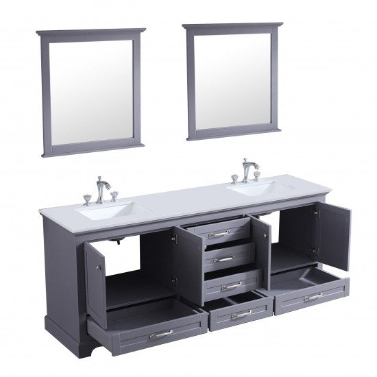 Jacques 30" White Single Vanity, Quartz Top, White Square Sink and 28" Mirror