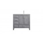 30" Distressed Grey Single Vanity, Quartz Top, White Square Sink, no Mirror