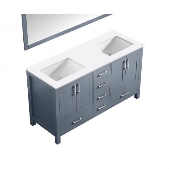 36" Distressed Grey Single Vanity, Quartz Top, Square Sink, no Mirror - Left