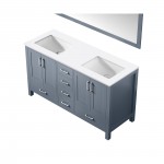 36" Distressed Grey Single Vanity, Quartz Top, Square Sink, no Mirror - Left