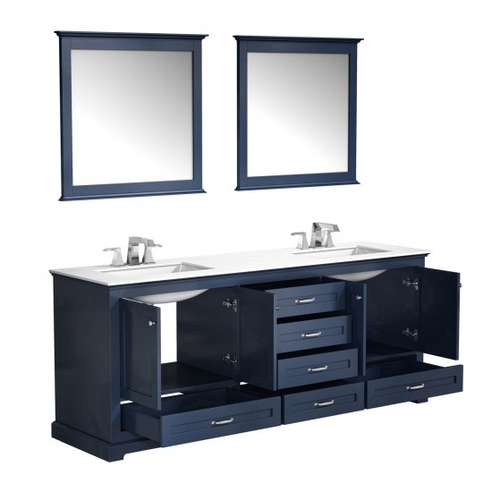 36" Distressed Grey Single Vanity, Quartz Top, Sink, 34" Mirror, Faucet - Right