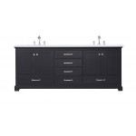 36" Distressed Grey Single Vanity, Quartz Top, Square Sink, 34" Mirror - Left