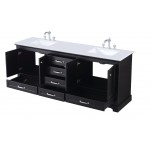 36" Distressed Grey Single Vanity, Quartz Top, Square Sink, 34" Mirror - Left