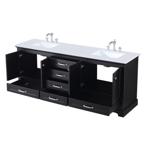 36" Distressed Grey Single Vanity, Quartz Top, Square Sink, 34" Mirror - Left