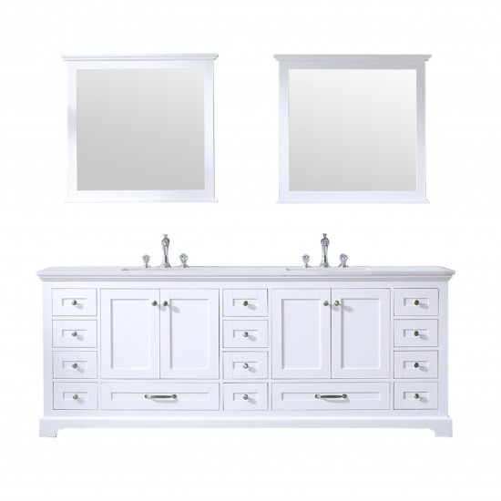 36" Navy Blue Single Vanity, Quartz Top, Square Sink, 34" Mirror, Faucet - Left