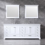 36" Navy Blue Single Vanity, Quartz Top, Square Sink, 34" Mirror, Faucet - Right