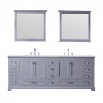 36" Navy Blue Single Vanity, Quartz Top, Square Sink, 34" Mirror - Right Version