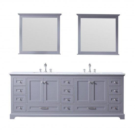 36" Navy Blue Single Vanity, Quartz Top, Square Sink, 34" Mirror - Right Version