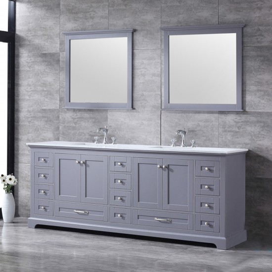 36" Navy Blue Single Vanity, Quartz Top, Square Sink, 34" Mirror - Right Version