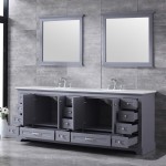 36" Navy Blue Single Vanity, Quartz Top, Square Sink, 34" Mirror - Right Version