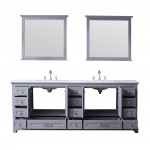 36" Navy Blue Single Vanity, Quartz Top, Square Sink, 34" Mirror - Right Version