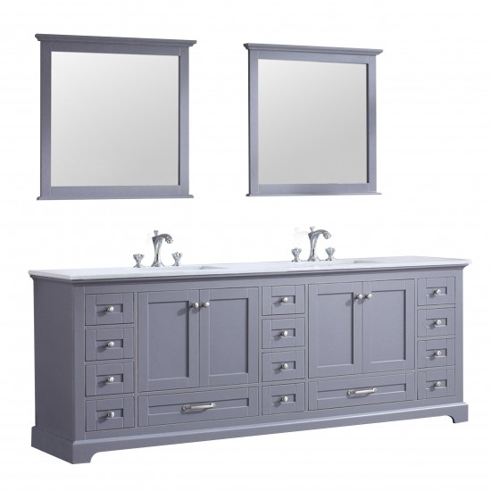 36" Navy Blue Single Vanity, Quartz Top, Square Sink, 34" Mirror - Right Version
