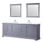 36" Navy Blue Single Vanity, Quartz Top, Square Sink, 34" Mirror - Right Version