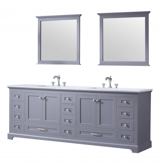 36" Navy Blue Single Vanity, Quartz Top, Square Sink, 34" Mirror - Right Version