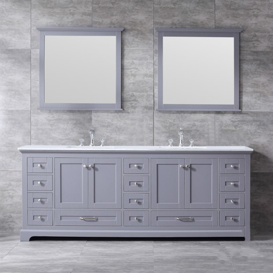 Jacques 60" White Double Vanity, Quartz Top, White Square Sinks and no Mirror