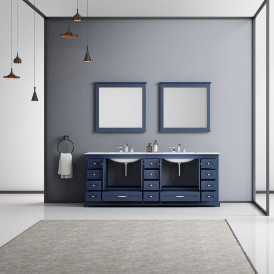 Jacques 60" Dark Grey Double Vanity, Quartz Top, White Square Sinks, no Mirror