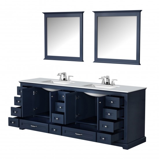 Jacques 60" Dark Grey Double Vanity, Quartz Top, White Square Sinks, no Mirror