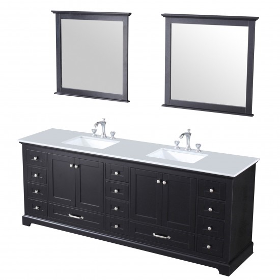 60" Distressed Grey Double Vanity, Quartz Top, White Square Sinks, no Mirror