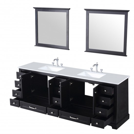 60" Distressed Grey Double Vanity, Quartz Top, White Square Sinks, no Mirror