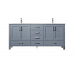 Jacques 72" Dark Grey Double Vanity, Quartz Top, White Square Sinks, no Mirror