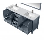 Jacques 72" Dark Grey Double Vanity, Quartz Top, White Square Sinks, no Mirror