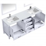 Jacques 80" White Double Vanity, Quartz Top, White Square Sinks and 30" Mirrors