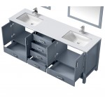 Jacques 80" Dark Grey Double Vanity, Quartz Top, White Square Sinks, no Mirror