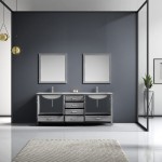 80" Distressed Grey Double Vanity, Quartz Top, Square Sinks, 30"Mirrors, Faucets