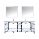 Jacques 84" White Double Vanity, Quartz Top, White Square Sinks and 34" Mirrors