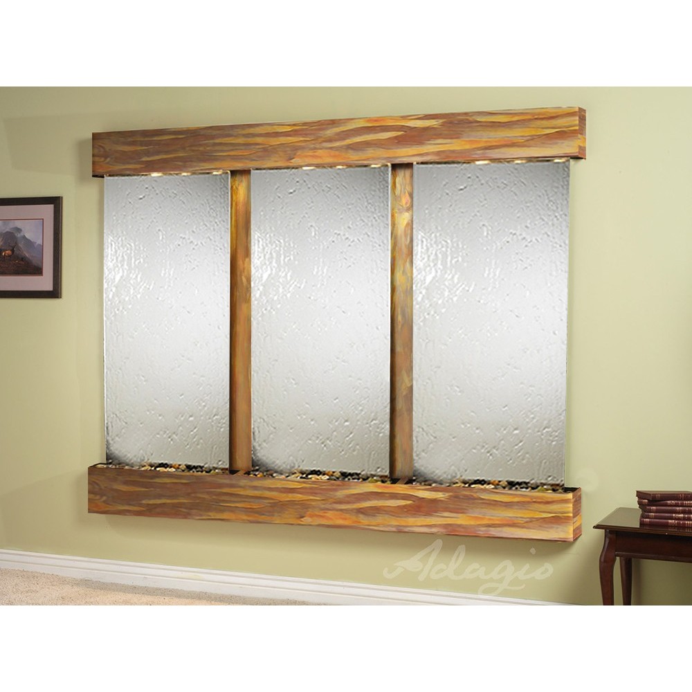 Deep Creek Falls-Square-Rustic Copper-Silver Mirror