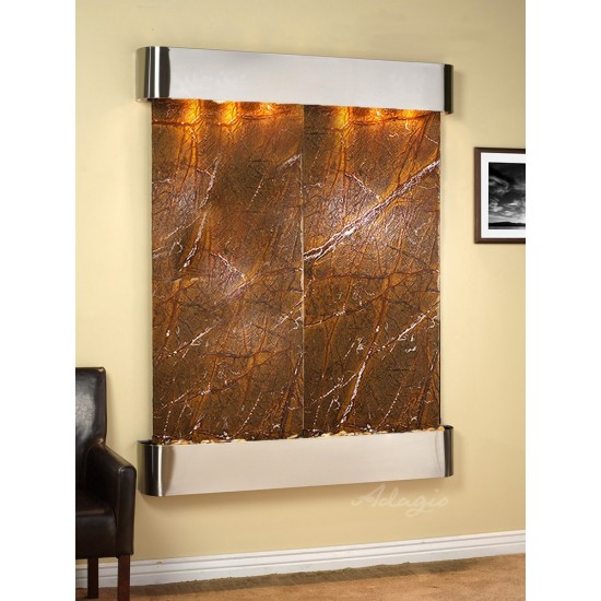 Majestic River-Round -Stainless Steel-Brown-Marble