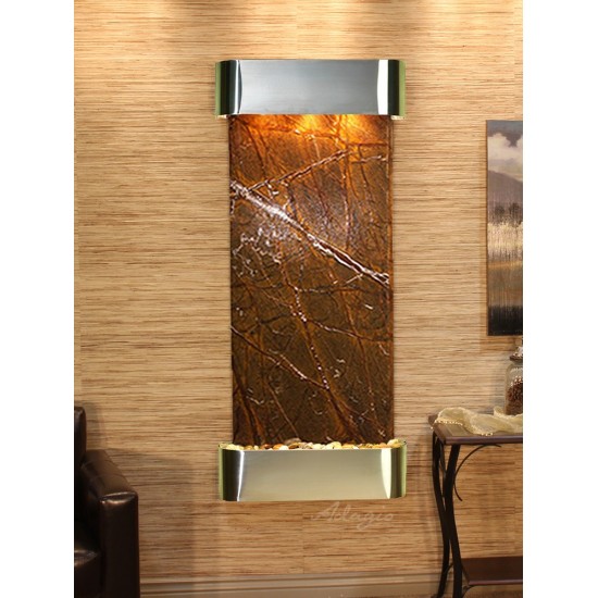 Inspiration Falls-Round-Stainless Steel-Brown Marble