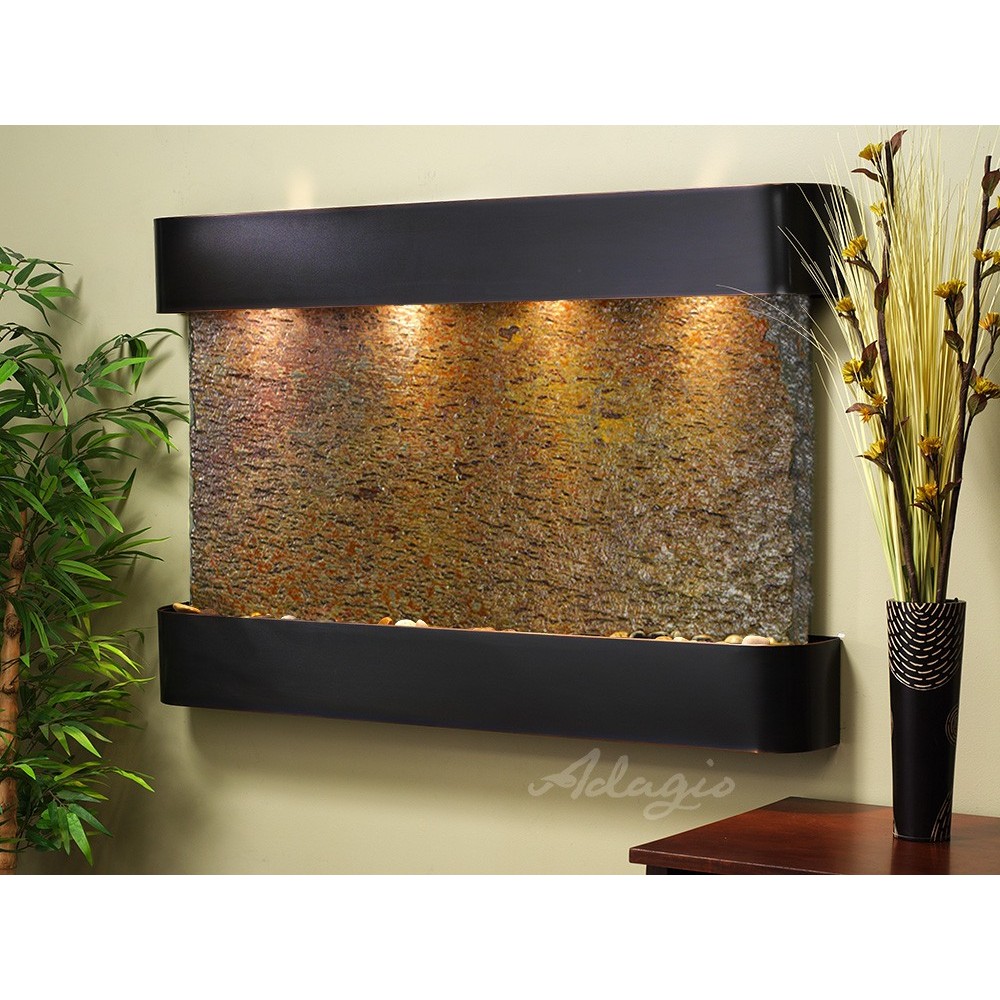 Sunrise Springs-Round-Blackened Copper-Multi-Color Natural Slate