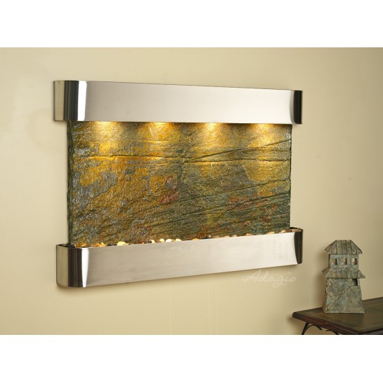Sunrise Springs-Round-Stainless Steel-Green Natural Slate