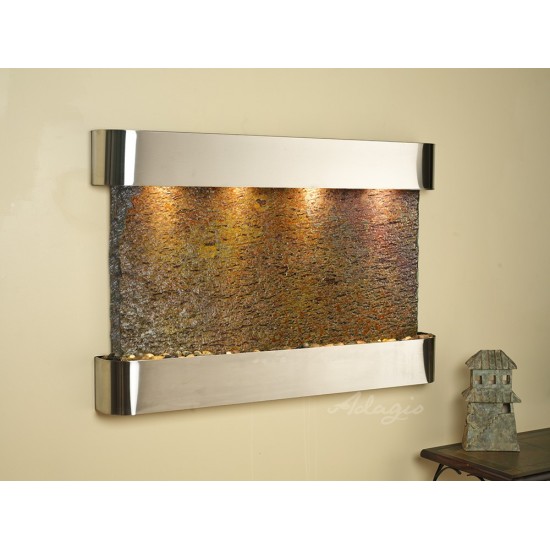 Sunrise Springs-Round-Stainless Steel-Multi-Color Natural Slate