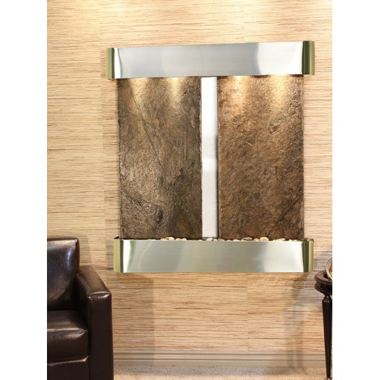 Aspen Falls-Round-Stainless Steel-Green Natural Slate