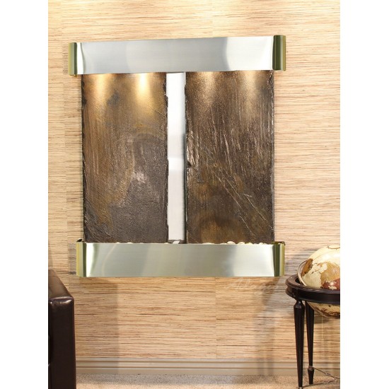 Aspen Falls-Round-Stainless Steel-Multi-Color Natural Slate
