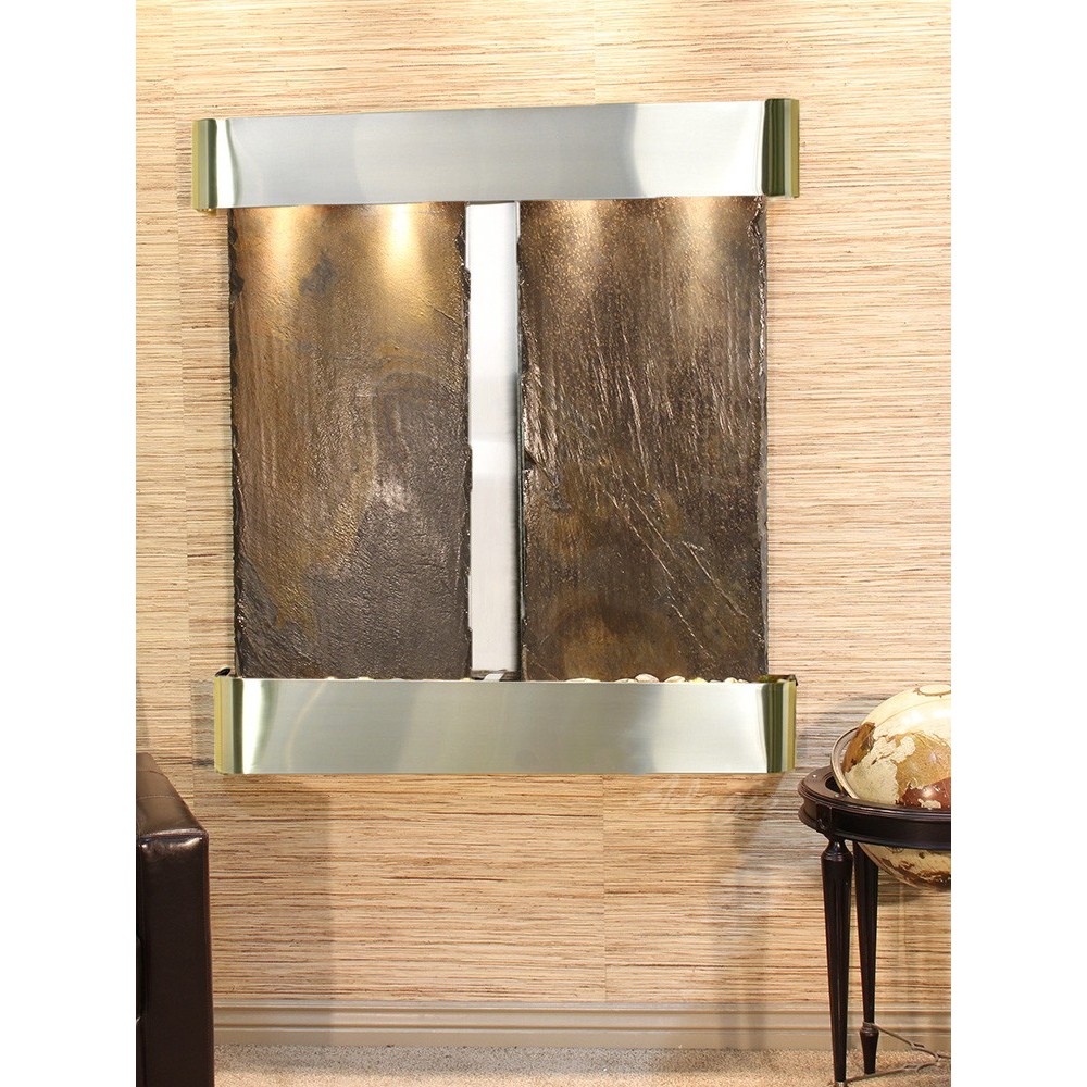 Aspen Falls-Round-Stainless Steel-Multi-Color Natural Slate