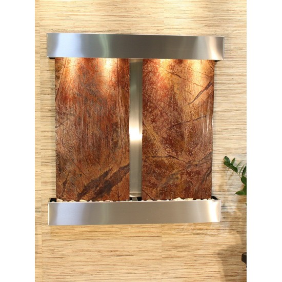 Aspen Falls-Square-Stainless Steel-Brown Marble