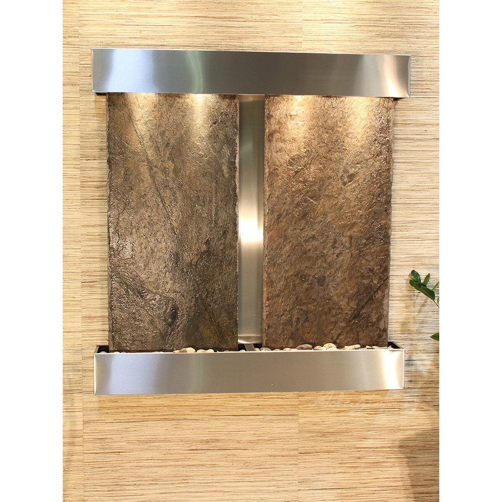 Aspen Falls-Square-Stainless Steel-Green Natural Slate